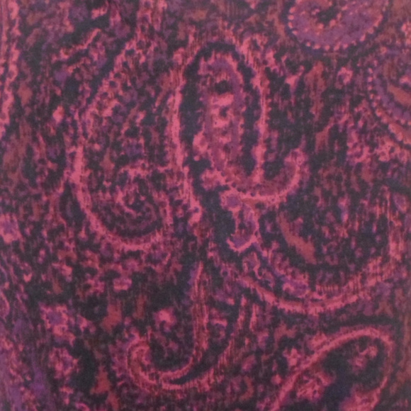 Lands End Fit Flare Purple Navy Paisley Dress V-Neck Sleeveless - Picture 2 of 5